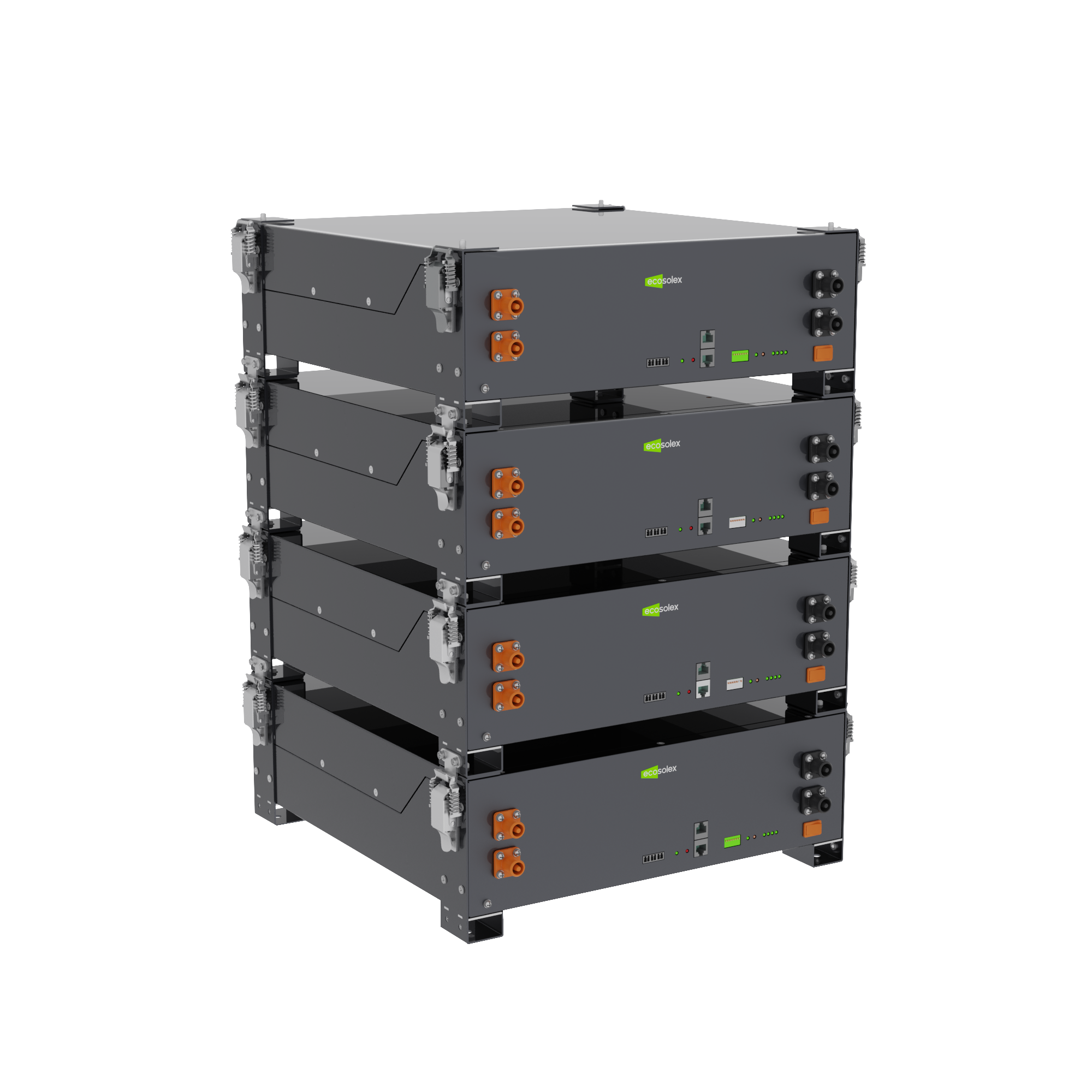 Three-quarter view of ESR-L5000 LiFePO4 server rack battery